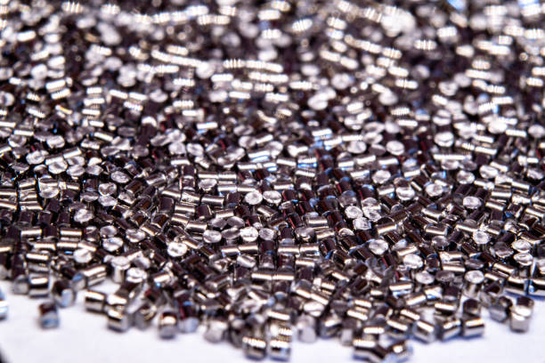 Macro close-up of abrasive blasting media,cut wire shot peening